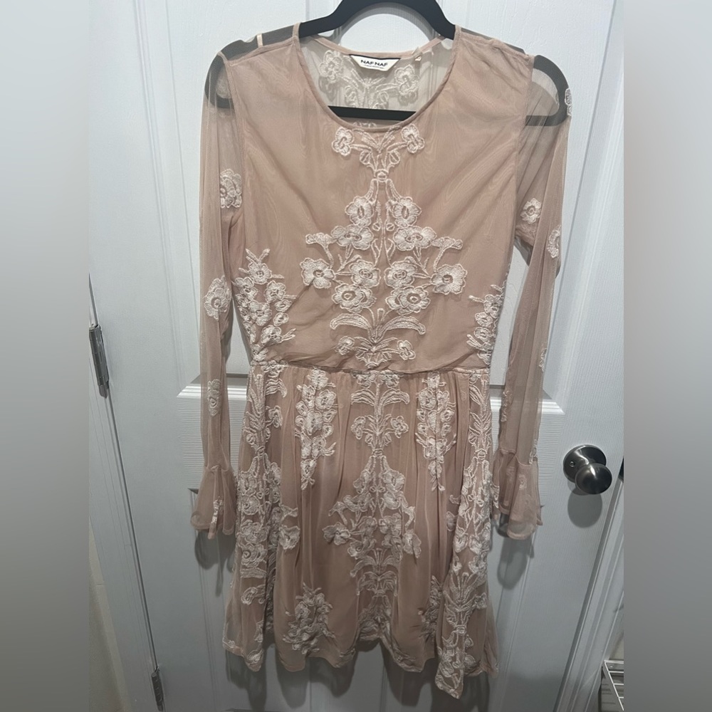 Nafnaf Boho lace embroidered dress ivory size L
